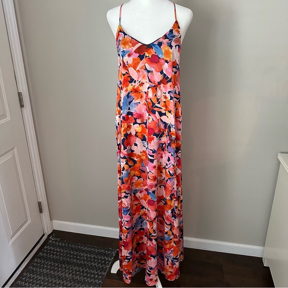 Tahari ASL Floral V-Neck Maxi Dress XSmall - Picture 2 of 11